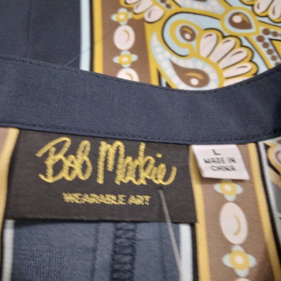 Bob Mackie Bombay Placement Print Long Sleeve Button Front Blouse Multi Size L - Picture 8 of 9